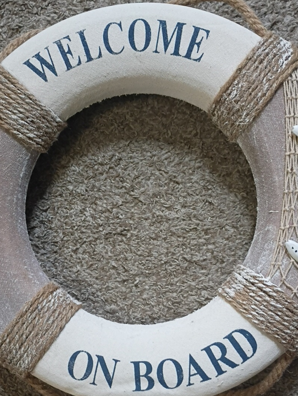 Welcome On Board Nautical Wall Ring - White & Tan Coastal Accent - Picture 3 of 4